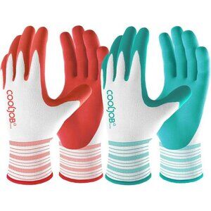 COOLJOB 6 Pairs Gardening Gloves for Women Ladies, Breathable Rubber Coated